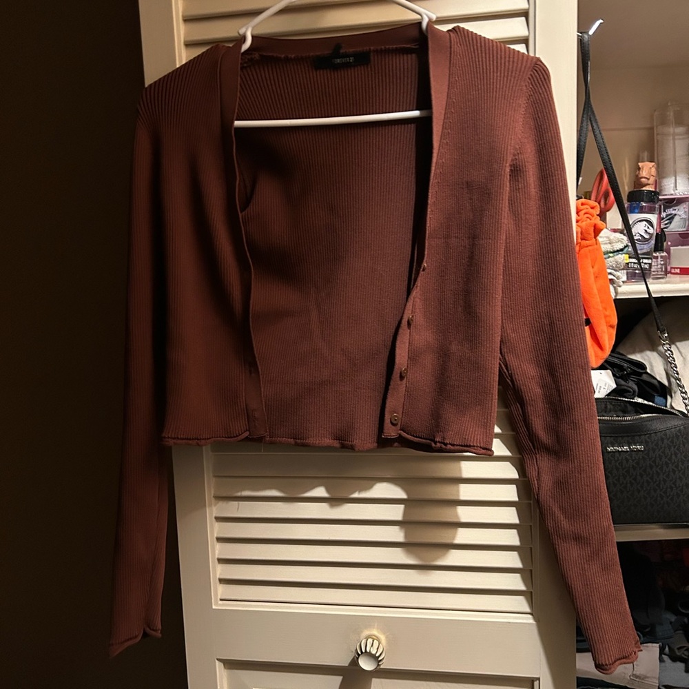 Forever 21 Brown Ribbed Cardigan